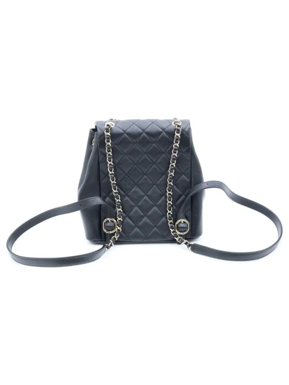 Chanel Quilted Backpack Black Lambskin Gold